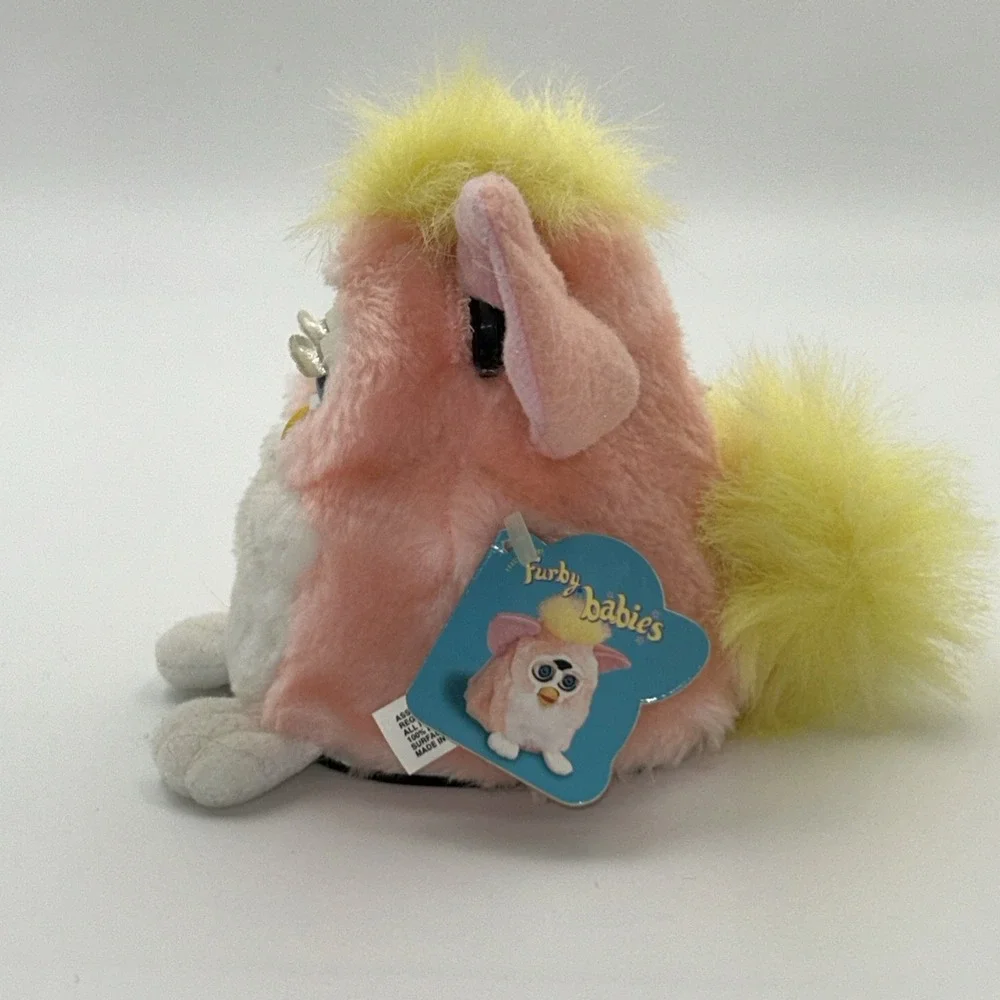 Furby Baby Peachy Pink Yellow White Tiger Electronics 1999 TESTED Working W Tags